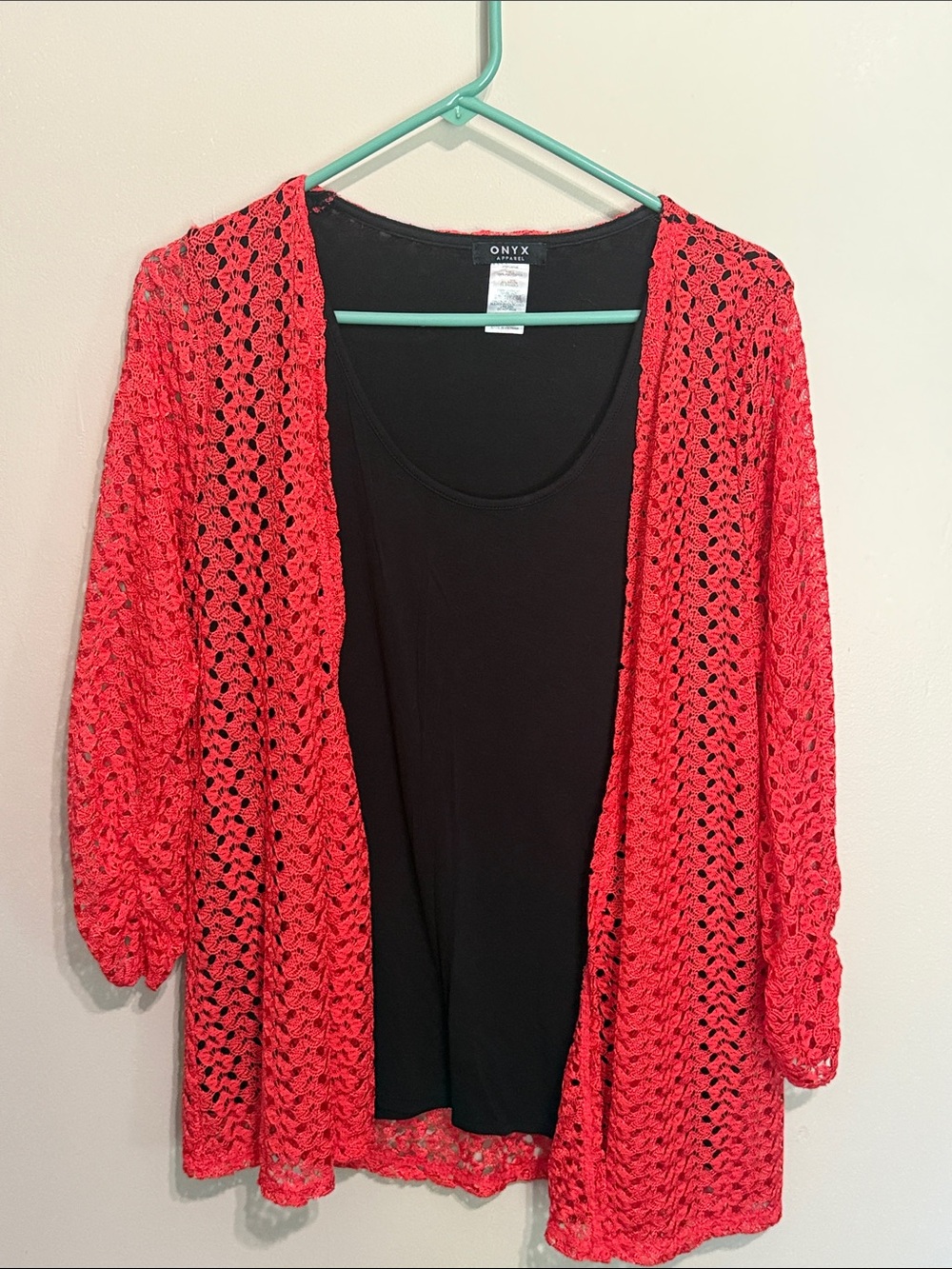 Onyx Coral Open-Knit Lightweight Cardigan